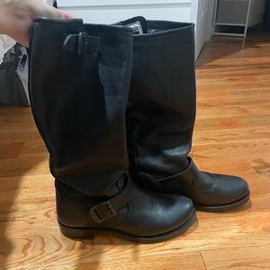 FRYE Veronica Slouch Moto Textured Leather Boots